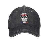 KWQDOZF Skull British Britain Flag Vintage Washed Baseball Cap for Men Women Classic Adjustable Cotton Trucker Hat Dad Unisex