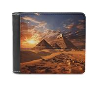 KWQDOZF Slim Wallet for Men,Egyptian Pyramids Print Men Wallet,Card Wallet,Bifold Wallets,Front Pocket Wallets for Men