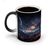 KWQDOZF Space Stars Printed Heat Sensitive Coffee Mugs Morphing Color Changing Coffee Mug Full Image Revealed When HOT is Added