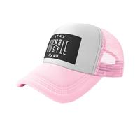 KWQDOZF Stay Humble, Hustle Hard Trucker Hat Mesh Baseball Cap Unisex Pink