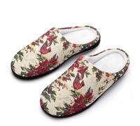 KWQDOZF Stevergol_A_beautiful_red_cardinal-patterned_quilt_surrounded_b_ad2d2332-3a60-43bd-874a-3c7140fd4300 Womens Cotton Slippers Anti-slip Rubber Sole Winter Warm House Shoes For Daily Wear
