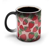 KWQDOZF Strawberry Pattern Printed Heat Sensitive Coffee Mugs Morphing Color Changing Coffee Mug Full Image Revealed When HOT is Added