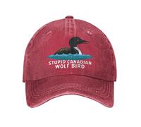 KWQDOZF Stupid Canadian Wolf Bird Cap for Men's Funny Loon Humor Baseball Cap Navy Blue