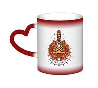 KWQDOZF Swords and Flowers Mug Ceramic Heat Sensitive Color Changing Mug Insulated Mug Novelty Unique Travel Mugs Home Mugs 11 OZ