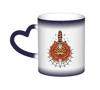 KWQDOZF Swords and Flowers Mug Ceramic Heat Sensitive Color Changing Mug Insulated Mug Novelty Unique Travel Mugs Home Mugs 11 OZ