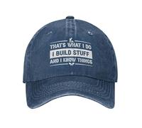 KWQDOZF That's What I Do I Build Stuff and I Know Things Hat Men Baseball Cap Funny Caps Navy Blue