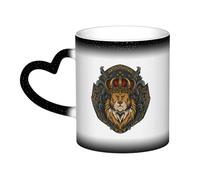 KWQDOZF The Silent Lion Mug Ceramic Heat Sensitive Color Changing Mug Insulated Mug Novelty Unique Travel Mugs Home Mugs 11 OZ