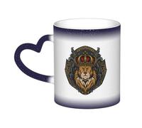 KWQDOZF The Silent Lion Mug Ceramic Heat Sensitive Color Changing Mug Insulated Mug Novelty Unique Travel Mugs Home Mugs 11 OZ