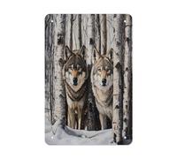 KWQDOZF Tin Signs Vintage Two Wolves in The Woods Retro Metal Tin Sign for Street & Home Bar Club Kitchen Wall Art Decor 12x8 Inches