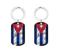 KWQDOZF Torn Broken Cuba Flag Metal Keychain Key Ring for Women Men,Fashion Pattern Keyring for Dad Son Brother Husband Grandson Accessories Holiday Gifts