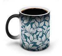 KWQDOZF Tropical Leaf Pattern Color Changing Mugs Heat Changing Ceramic Coffee Mug Novelty Tea Cup Funny Water Cup for Home Office 11OZ