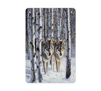 KWQDOZF Two Wolves in The Woods Tin Signs Funny 12x8 Inches Vintage Metal Signs for Kitchen Home Cafe Bar