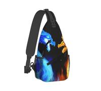KWQDOZF Ultra Lightweight Sling Backpack Crossbody Chest Rucksack Anti-Theft Multipurpose Bag for Hiking Cycling Walking Dog Bicycle Travel, Ice Blue And Red Fire Flame Dragon