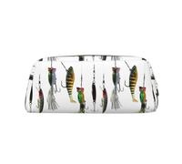 KWQDOZF Various Type of Fishing Baits Cute Leather Pencil Case for Girls Boys,Print Personalised Pencil Case Stationery Storage Bags