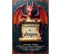 KWQDOZF Vintage 5 Signs I‘M Probably A Dragon Vertical Iron Metal Tin Sign 12x8 Inch Home Kitchen Garden Wall Decor Vintage Tin Sign for Home Church Prayer Room Office Chapel Decor 8x12 Inch