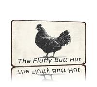 KWQDOZF Vintage Chicken Coop Sign Theffy Butt Hut Chicken Metal Tin Sign Wall Decor for Kitchen Farmhouse Yard Outside Fence 8x12 Inch