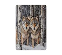 KWQDOZF Vintage Tin Signs Two Wolves in A Winter Vintage Metal Tin Signs Plaque Retro Kitchen Decor Coffee Wall Art 12x8 Inches