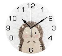 KWQDOZF Wall Clocks PVC Round Circle Digital Clock Silent Easy Read Battery Operated Frameless Desk Clock No-Ticking Lightweight 9.8 Inch Illustration Adorable Hedgehog Office Kitchen Decor