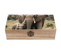 KWQDOZF Wedding Elephants Keepsake Box, Wooden Boxes with Hinged Lid for Storage, Small Memory Box for Keepsakes, Decorative Wood Memory Boxes for Crafts Jewelry Photo