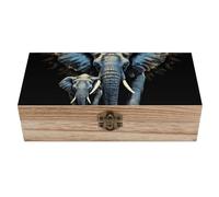 KWQDOZF Wedding Two Elephants Keepsake Box, Wooden Boxes with Hinged Lid for Storage, Small Memory Box for Keepsakes, Decorative Wood Memory Boxes for Crafts Jewelry Photo