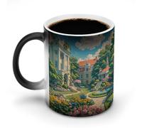 KWQDOZF Whimsical Gardens Academy Printed Heat Sensitive Coffee Mugs Morphing Color Changing Coffee Mug Full Image Revealed When HOT is Added