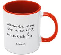 KWQDOZF Whoever DoesLove DoesKnow God Because God is Love Coffee Mugs Novelty Coffee Cup Double Side Printed Ceramic Tea Mug for Mom Dad Friend Wife Husband Gift 11oz