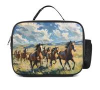 KWQDOZF Wild Horses Galloping Fashion Lunch Box Bag Tote Portable Insulated Lunchbox Containers Leakproof