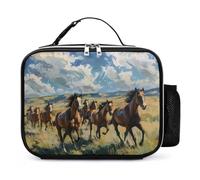 KWQDOZF Wild Horses Galloping Portable Lunch Box Bag Tote Reusable Insulated Lunchbox Containers Leakproof Work Picnic