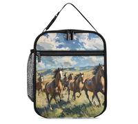 KWQDOZF Wild Horses Galloping Portable Lunch Box Bag Tote Reusable Leakproof Insulated Lunchbox for Work Beach Picnic