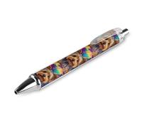 KWQDOZF Yorkshire Terrier Tie Dye Background Retractable Ballpoint Pen Black Ink 0.5mm Fine Point Pens Office Supplies for Teacher Nurse