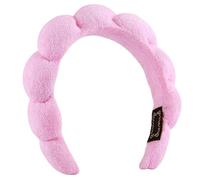 KWQINX Spa Wristband Set, Soft Skincare Headband, Hair and Wrist Band for Washing Face, Bubble Soft Women's Skin Care Headband (Pink)