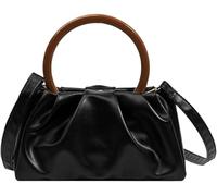 KWQKEM Elegant Women's Small Shoulder Bag, PU Leather Ruched Crossbody Purse with Detachable Chain - Soft Mini Handbag for Wedding, Bridal Party, Prom, Evening Events & Daily Use (Black)