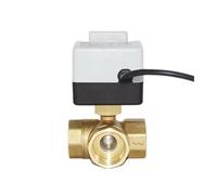 KWQNPHTRN Brass Motorized Ball Valve 3-Wire Two Control Electric Actuator AC220V 3 Ways /2 Way DN15 DN20 DN25 DN32 DN40 with Manual Switch(3 Way,DN20)