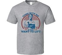 KWRCLX Arnold Schwarzenegger Logo Come with Me If You Want to Lift T Shirt Grey