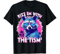 KWRCLX Autism Funny Rizz Em with The Tism Meme Autistic Opossum T-Shirt Size XL Black