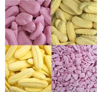KW's Foam Bananas & Shrimps Assorted Candy Bags - Giant & Mini Sizes (1000g(1kg))