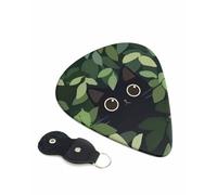 KWSAAHU Guitar Picks-Medium（0.71mm） Guitar Pics Acoustic for Electric Ukulele Bass, Unique Picks 6PCS Bring a Storage Bag Suitable Guitar Players Music Lovers - Big Eyed Black Cat