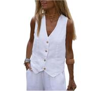 KWTF Cotton Linen Waistcoat Women's Vests for Commuting & Work