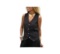 KWTF Solid Color Cotton Linen Waistcoat Women's Vests for Commuting & Work
