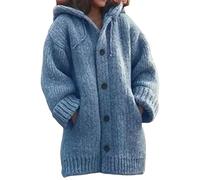 KWTF Sweater Coat Women Loose Wool Knitted Coat Single-breasted Cardigans Autumn Winter Women Mid Length Version Cardigan Hooded
