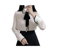 KWTF Women Cute Shirt Peter Pan Collar Bowtie Pearl Womens Tops and Blouses Long Sleeve
