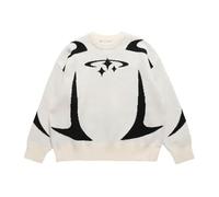 KWTF Y2K Retro Sweater in Autumn and Winter Y2K Star Pattern Sweater Winter Harajuku Sweater Unisex Aesthetic Clothes White