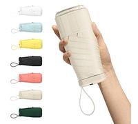 Kwude Compact Mini Travel Umbrella - Lightweight, Portable, Windproof Sun & Rain Protector with 99% UV Defense - Ideal for Women, Men, and Kids on-the-go (Off-White)