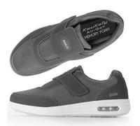 KWUKOTY Men's Diabetic Shoes | Air Cushion | Slip-On | Adjustable Sneakers | Lace-Free | Plantar Fasciitis/Edema/Swollen Feet/Bunions | Grey Size 7