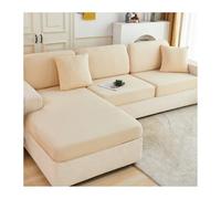 KWULDNAL Summer Ice Silk Stretch Sofa Cover Slipcover Fully Covered Couch Covers With Elastic Bottom Cat Scratch Resistant Sofa Covers For 3 Cushion Couch Sofa Sectional Sofa(Beige,Queen XL)