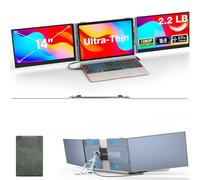 Kwumsy 14 Inch Laptop Screen - Triple Screen Laptop, 0.17 Inch Ultra-Thin and Ultra-Light Portable Monitor Plug & Play, Compatible with 13-17 inch Laptop