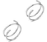 KWUNCCI Double Hoop Earrings for Single Piercing 20G, Double Twist Hoop Earrings, Double Earrings for One Hole, Spiral Earrings Cartilage Hoop Earring, Silver Gold Hoop Earrings for Women, 8mm