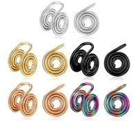 KWUNCCI Pressure Earrings for Keloids - 10mm Spiral Clip On Earrings in Stainless Steel - Non-Pierced Ear Cuffs & Fake Nose Ring Hoop Faux Piercing for Men & Women