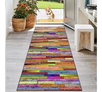 KwuSeug Geometric Runner Rug Kitchen Carpet Heavy Duty Non Slip Rubber Back Long Carpet Runner Indoor & Outdoor Non Slip Rubber Backed Sturdy Washable Lightweight Rectangle Rug Runner 40 x 200 cm