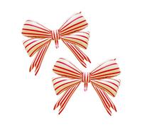 Kwuz 2 pcs Big Bow Balloons Yellow with Red Strips 30 inch, Bow Party Balloons Decorations for Girls Baby Shower Birthday Party Decor Suppplies Bachelorette Engagement Wedding Balloon Arch Kits